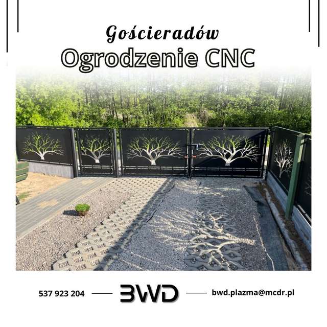 Ażurowe przęsła ogrodzenia CNC z motywem drzewa